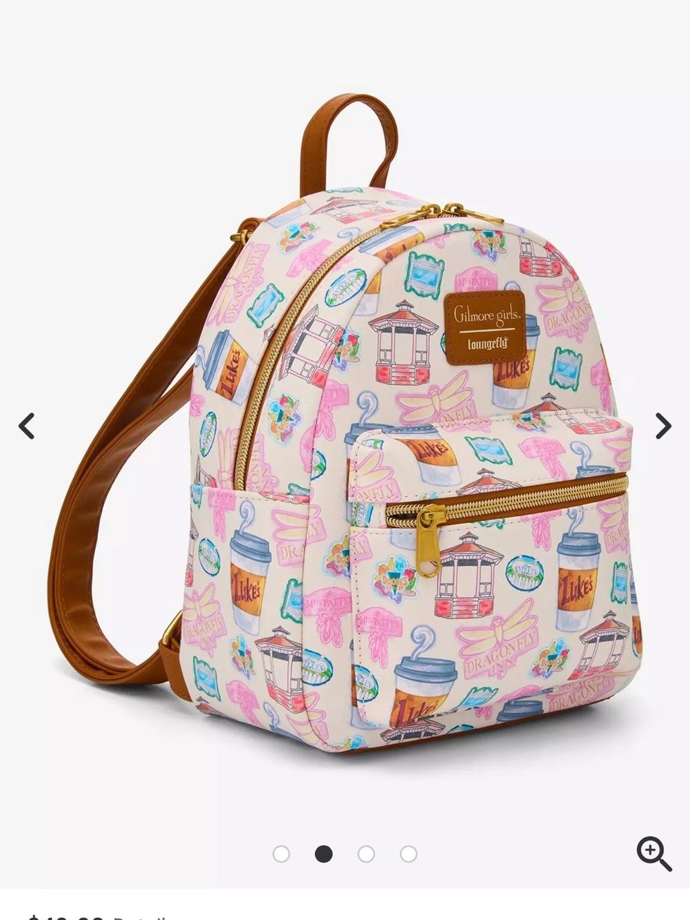 Loungefly Pink Gilmore Girls Icons Mini Backpack with Brown Straps